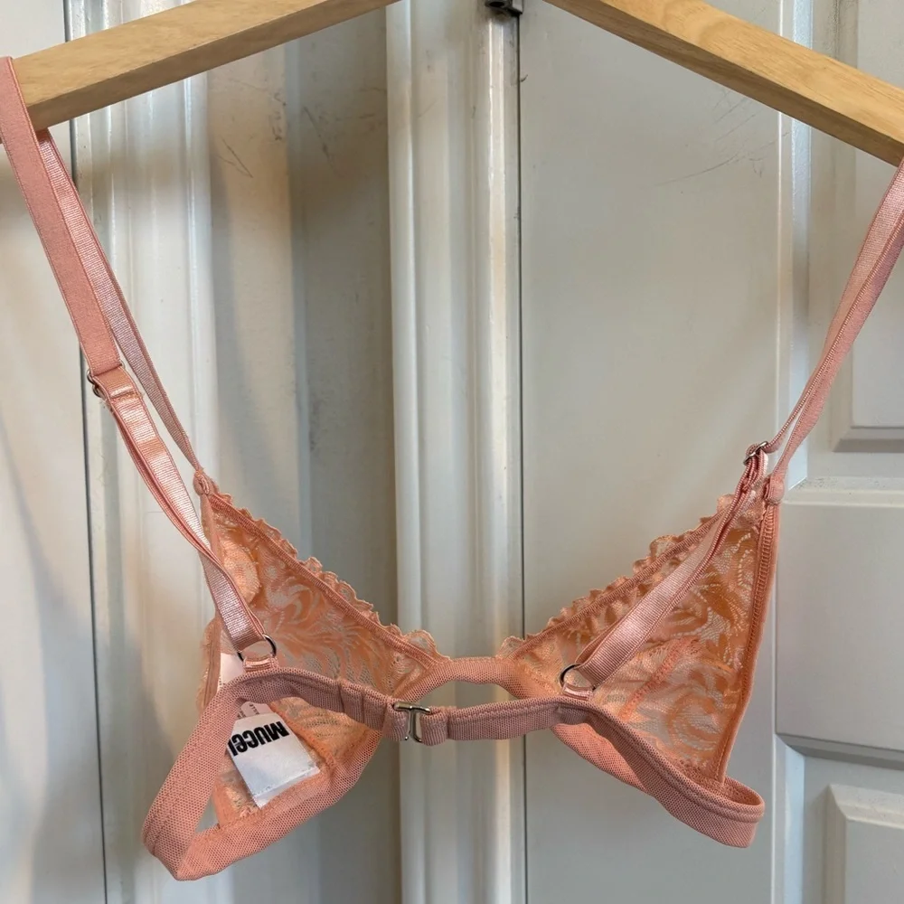 Mucci Ferrara Sheer Lace Triangle Bralette in Rose Size XS - Picture 4 of 5